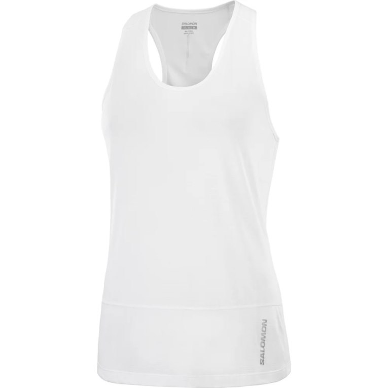Salomon Cross Run Women's Tanks White | CA 82Z49